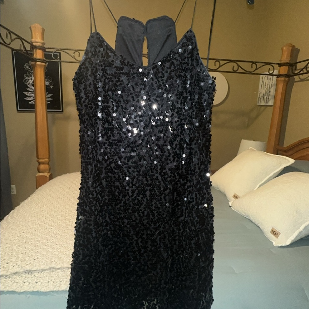 Black Sequin Sleeveless Dress